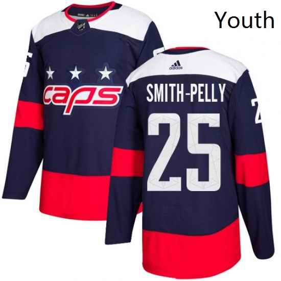 Youth Adidas Washington Capitals 25 Devante Smith Pelly Authentic Navy Blue 2018 Stadium Series NHL Jersey